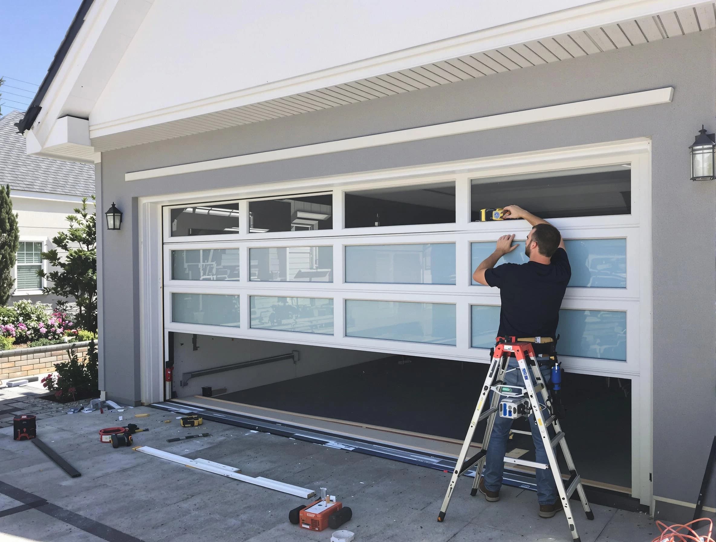 Montgomery Garage Door Repair team performing garage door replacement in Montgomery