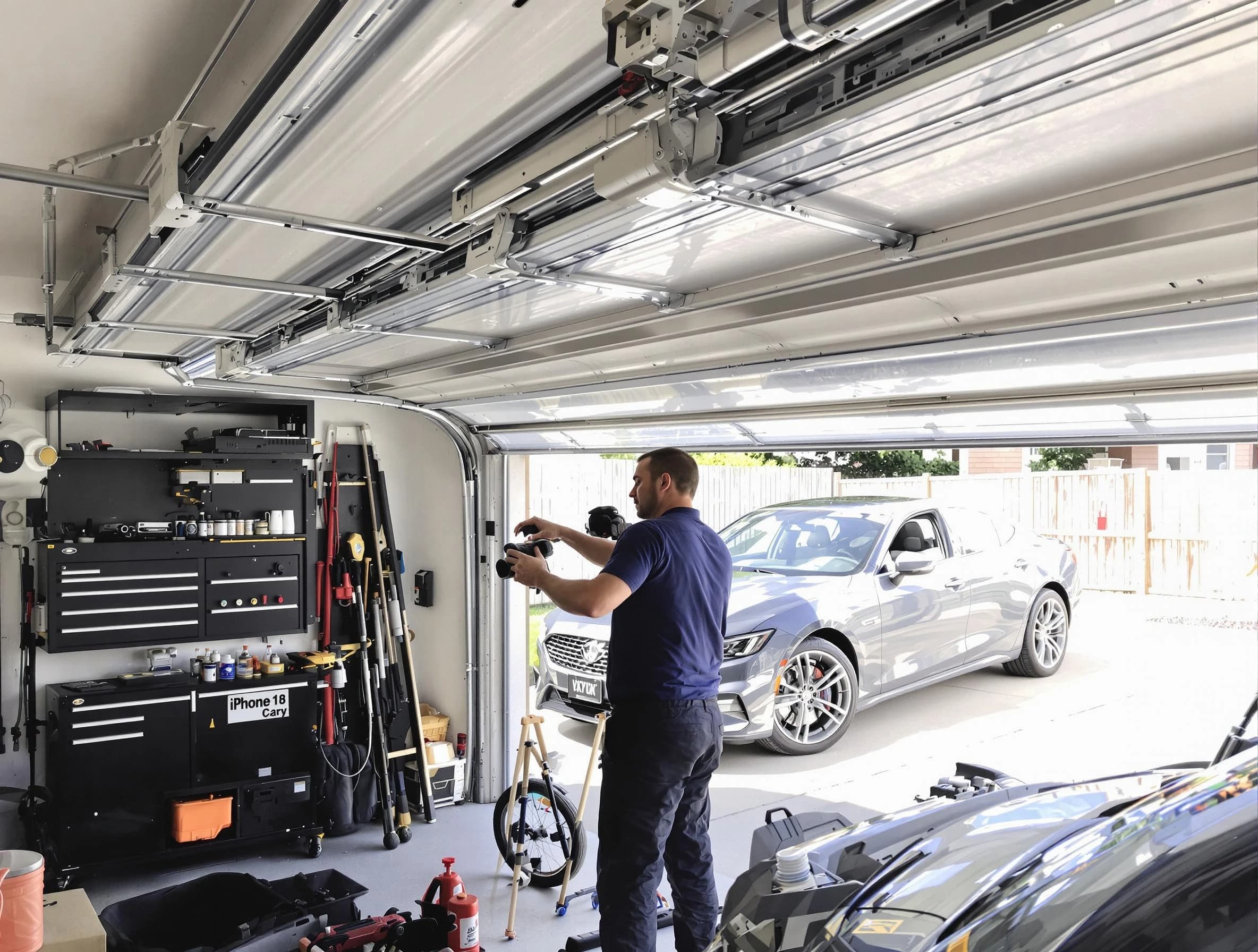 Montgomery Garage Door Repair technician fixing noisy garage door in Montgomery