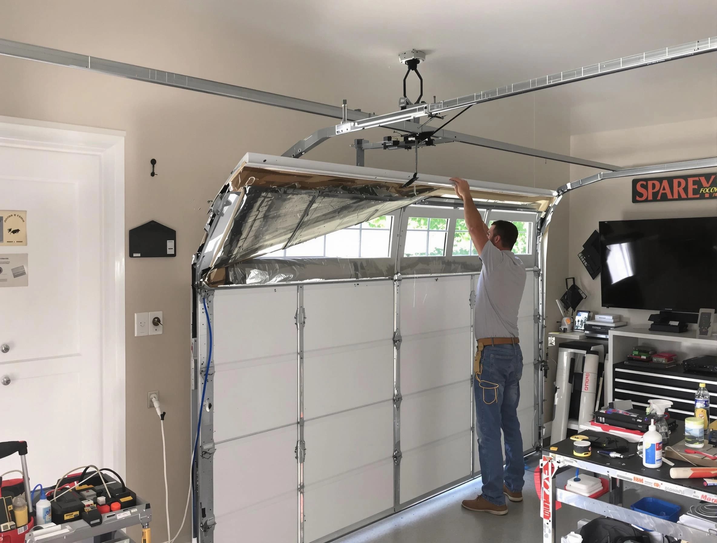 Garage door section replacement by Montgomery Garage Door Repair in Montgomery