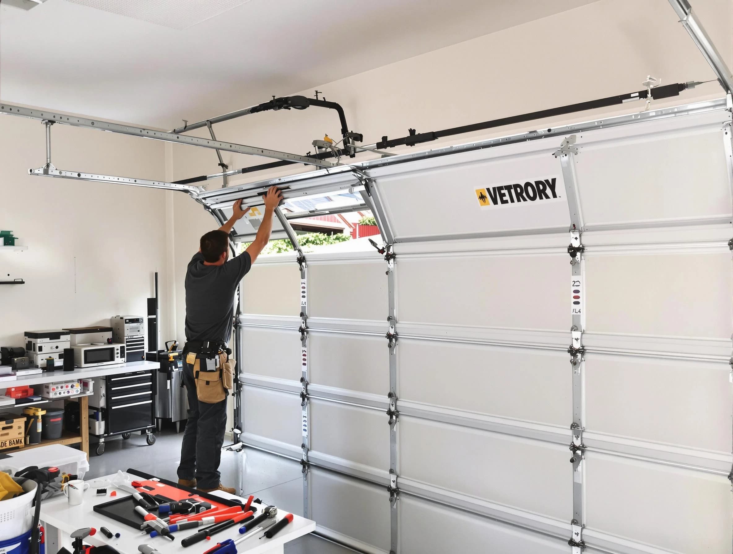 Montgomery Garage Door Repair technician performing section replacement in Montgomery