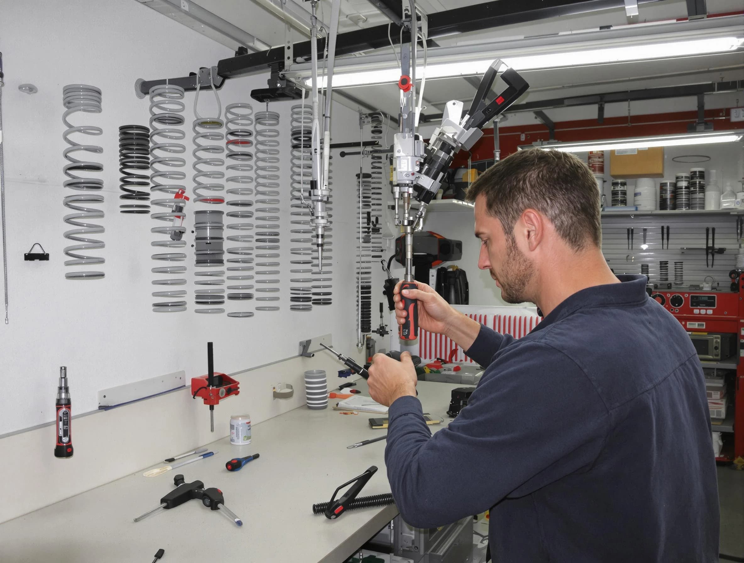 Montgomery Garage Door Repair safety certified technician performing precision spring replacement in Montgomery