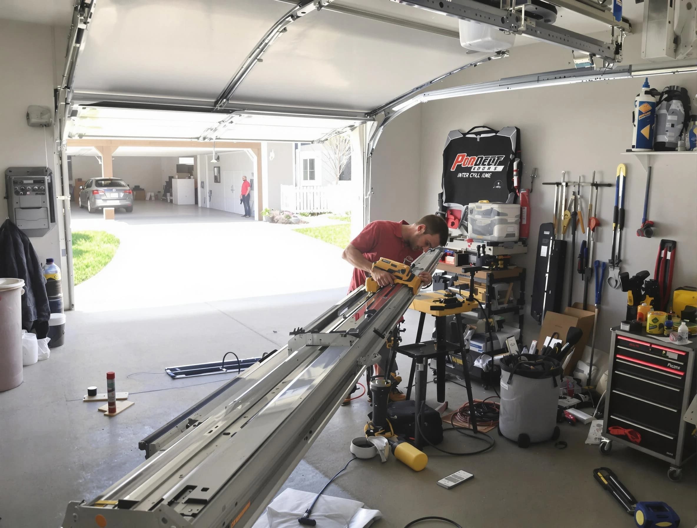 Montgomery Garage Door Repair expert performing track repair in Montgomery